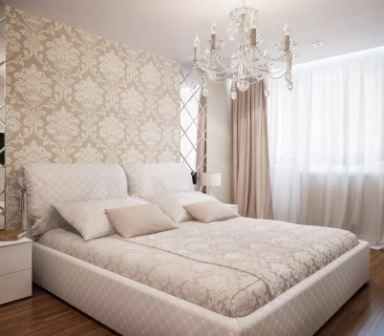 Спальня в бело бежевом интерьере 