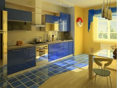 Желто синяя кухня