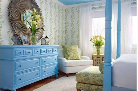 Синяя спальня: дизайн 